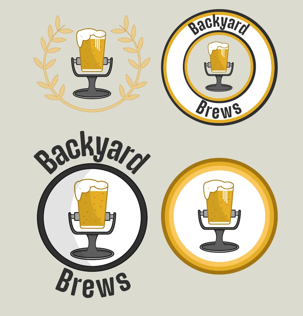 Four digital logo variations in different framings and colors