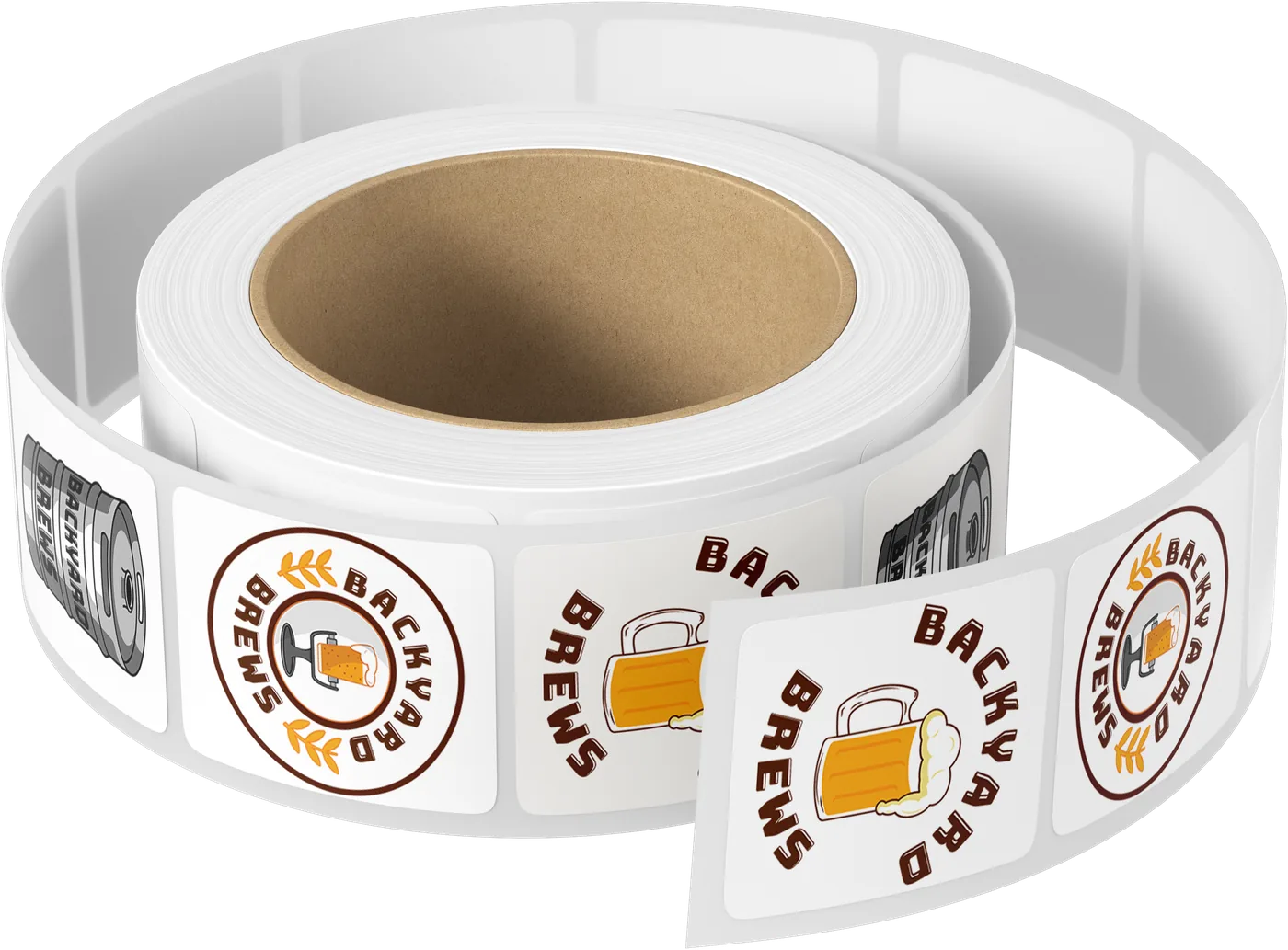 Roll of Backyard Brews emblem stickers