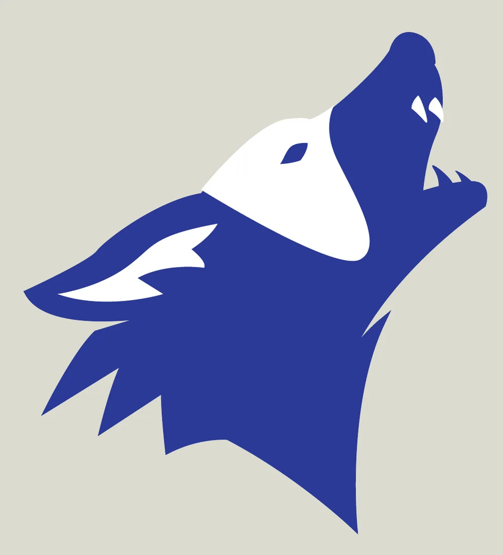 Final blue howling coyote symbol with an integrated mask