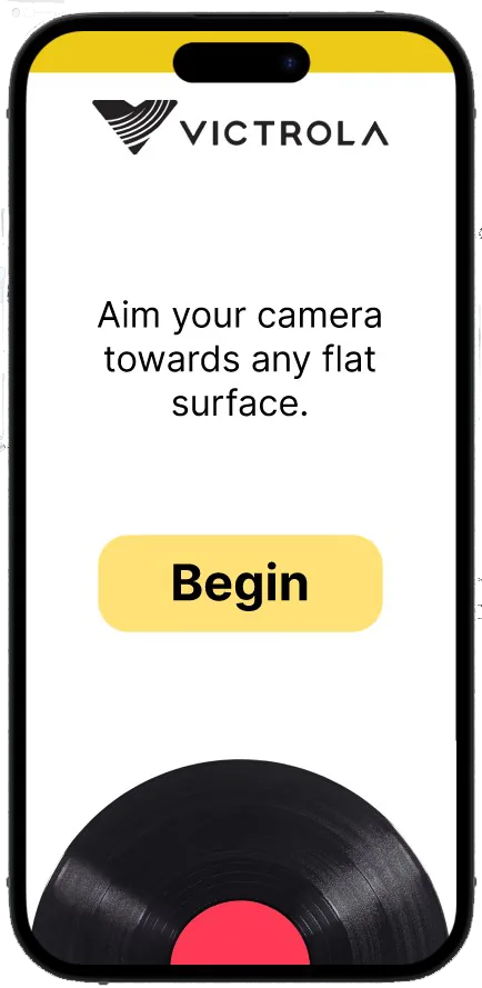 Screen asking to aim the camera at a flat surface