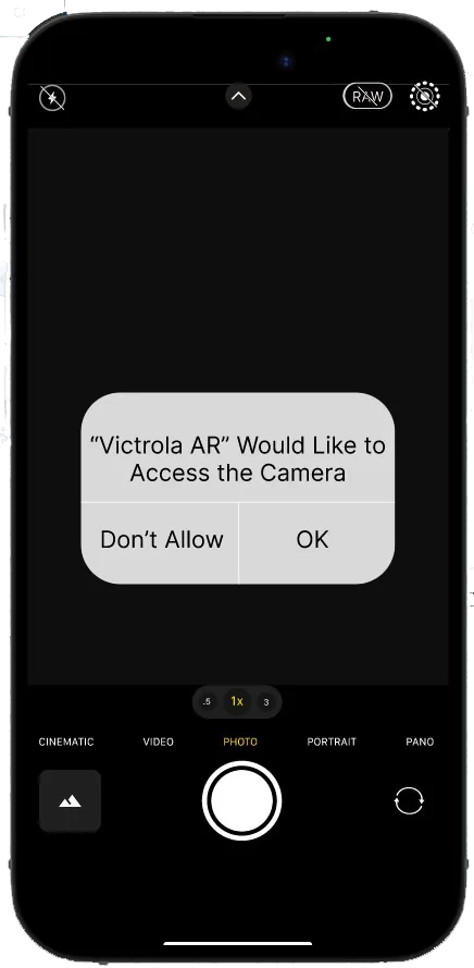 Camera permission prompt
