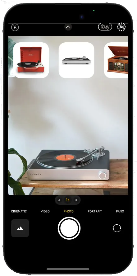 Turntable previewed on a real tabletop
